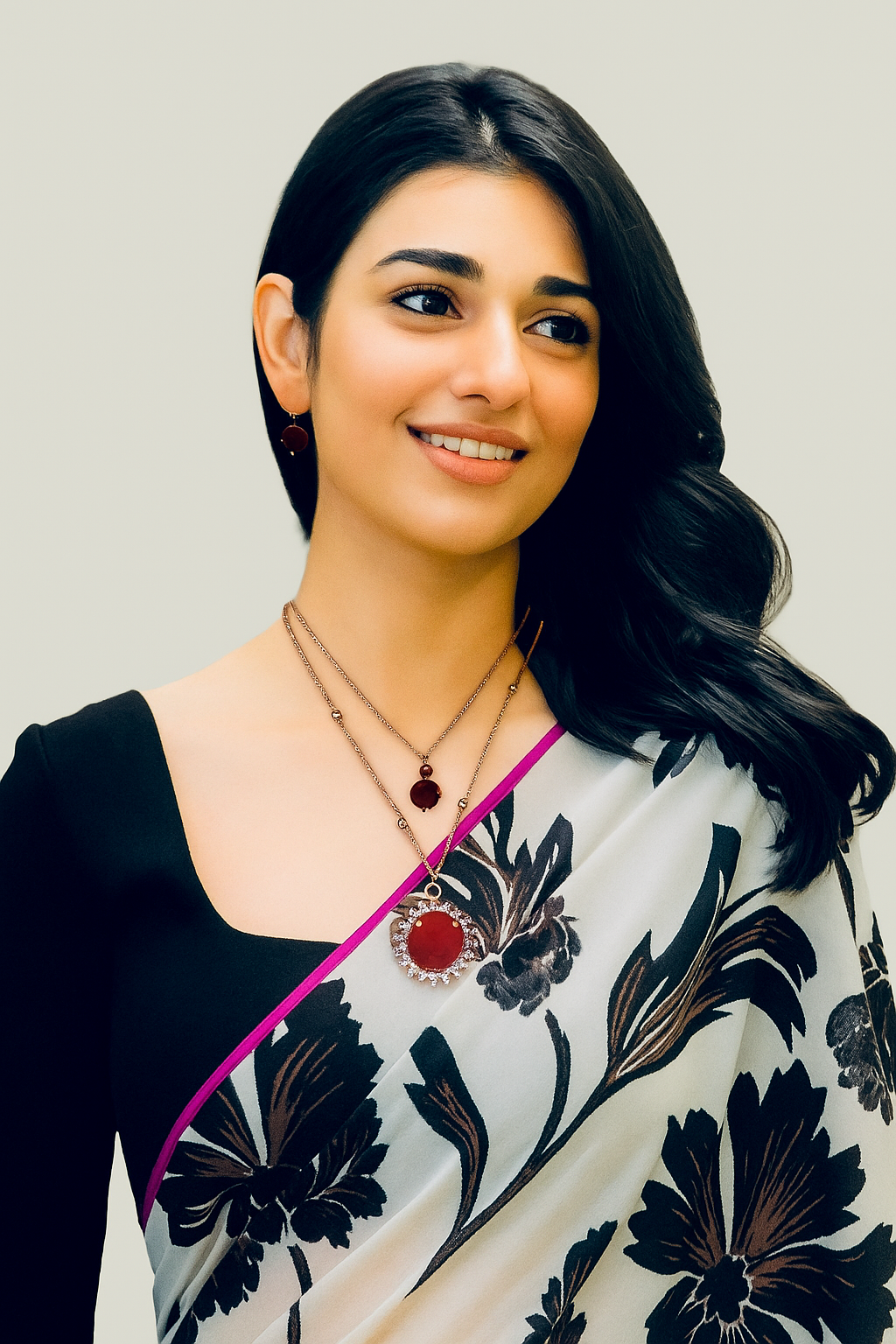 Gold Ruby Pendant Necklace with Diamond Halo